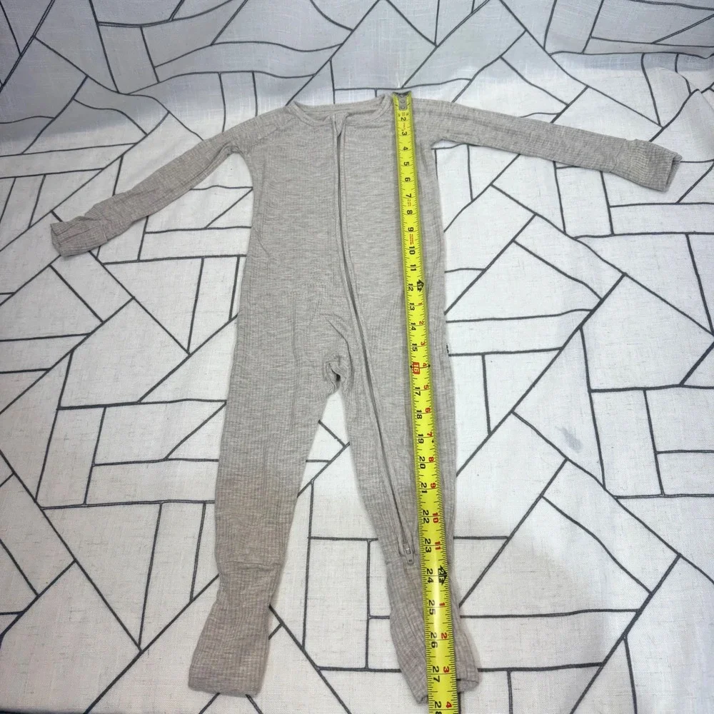 Little Sleepies Zippy 12-18 Months Heathered Tan Ribbed‎ Bamboo Viscose Romper